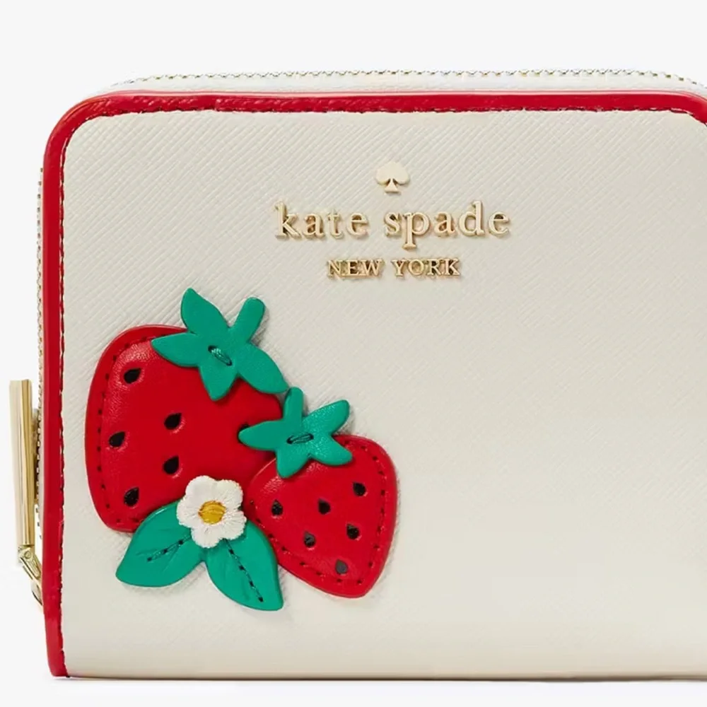 ♠️kate spade Strawberry Dreams Small Zip Around Bifold Wallet NWT - Picture 2 of 6